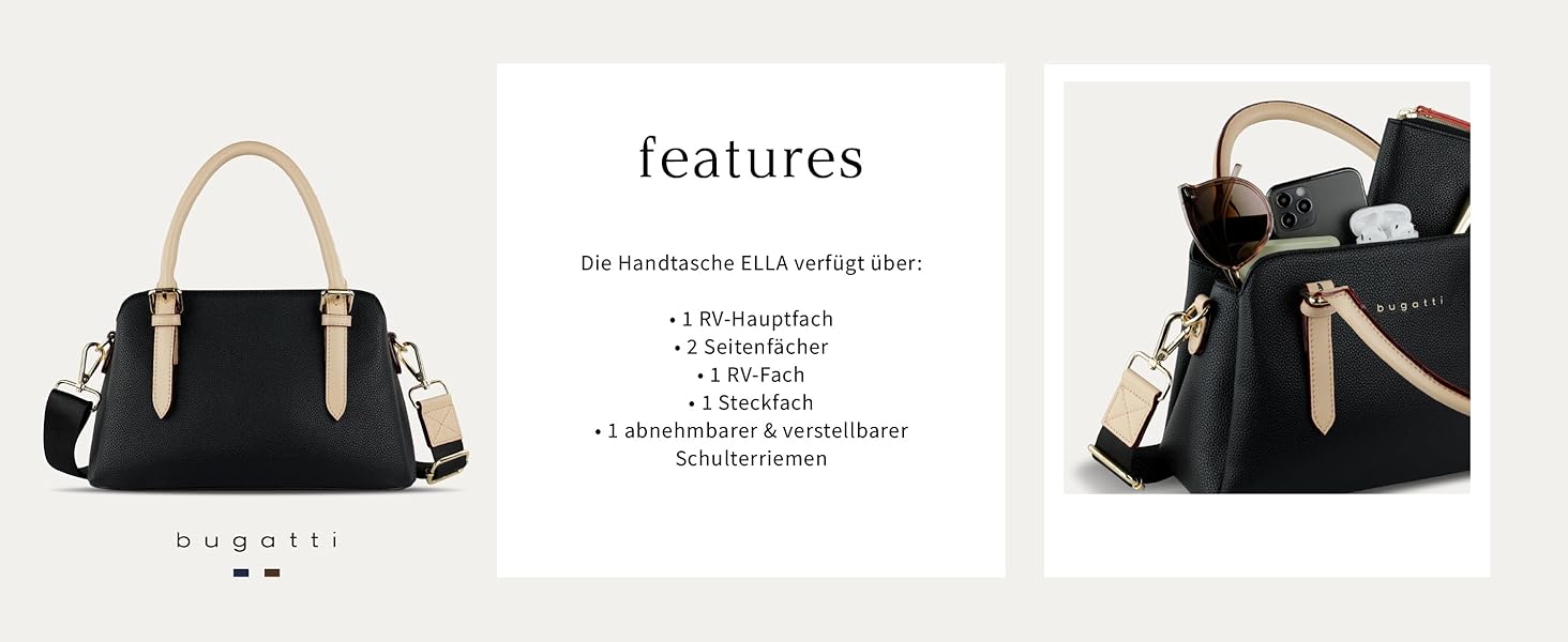 Сумка жіноча Bugatti Ella чорна, маленька сумка через плече для жінок