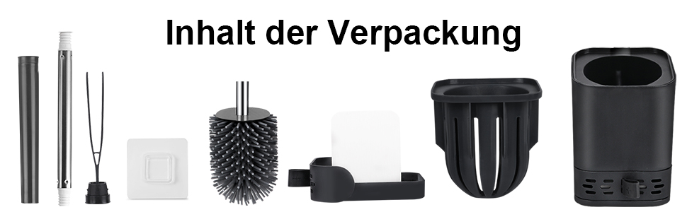 Силіконова щітка для унітазу Glowbal з контейнером, швидковисихаюча, для ванної кімнати, настінний монтаж/стоячий дизайн, білий/сірий (чорний/сірий)