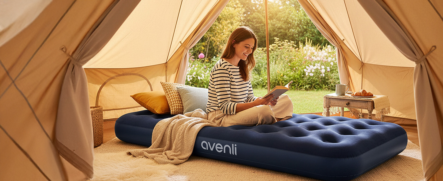 Надувний матрац для кемпінгу та дому AVENLI на 2 особи, 191x137x22 см, надувний, для відпочинку та гостей