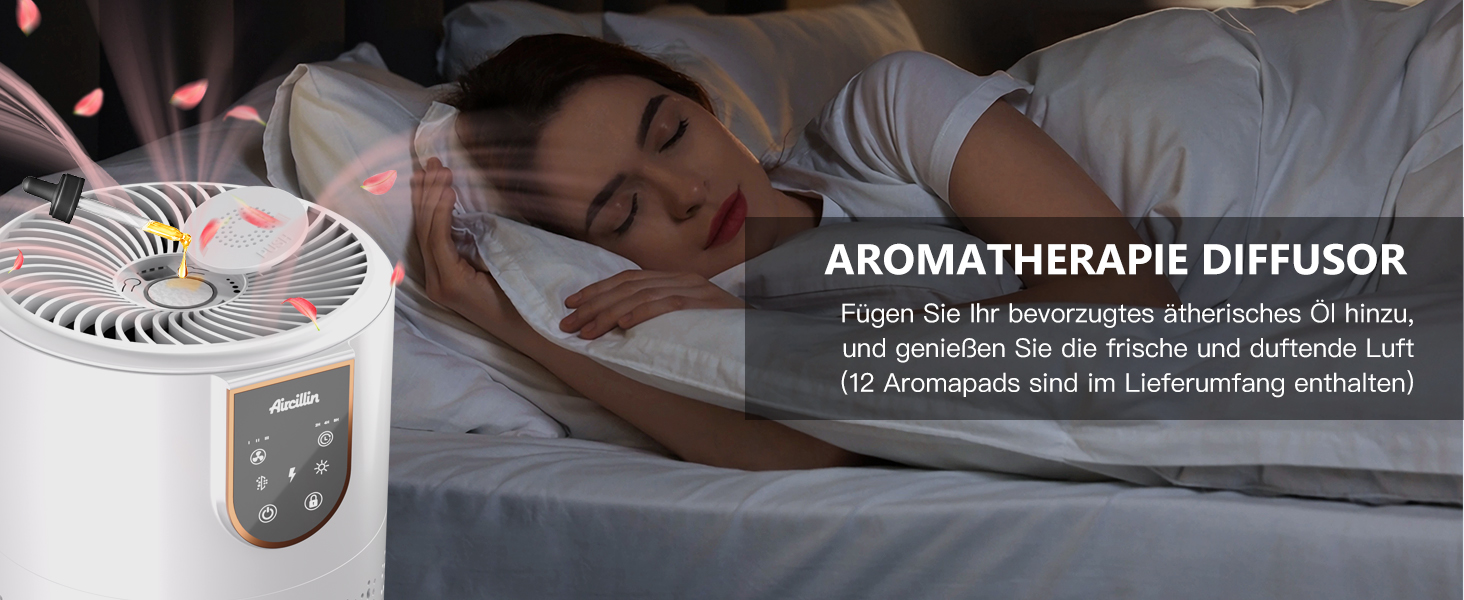 Повітряний фільтр для алергіків з HEPA фільтром H13, очищує до 45 м², 12W, видаляє пил, пилок, шерсть тварин та запахи, 25dB (AP0801) Fine