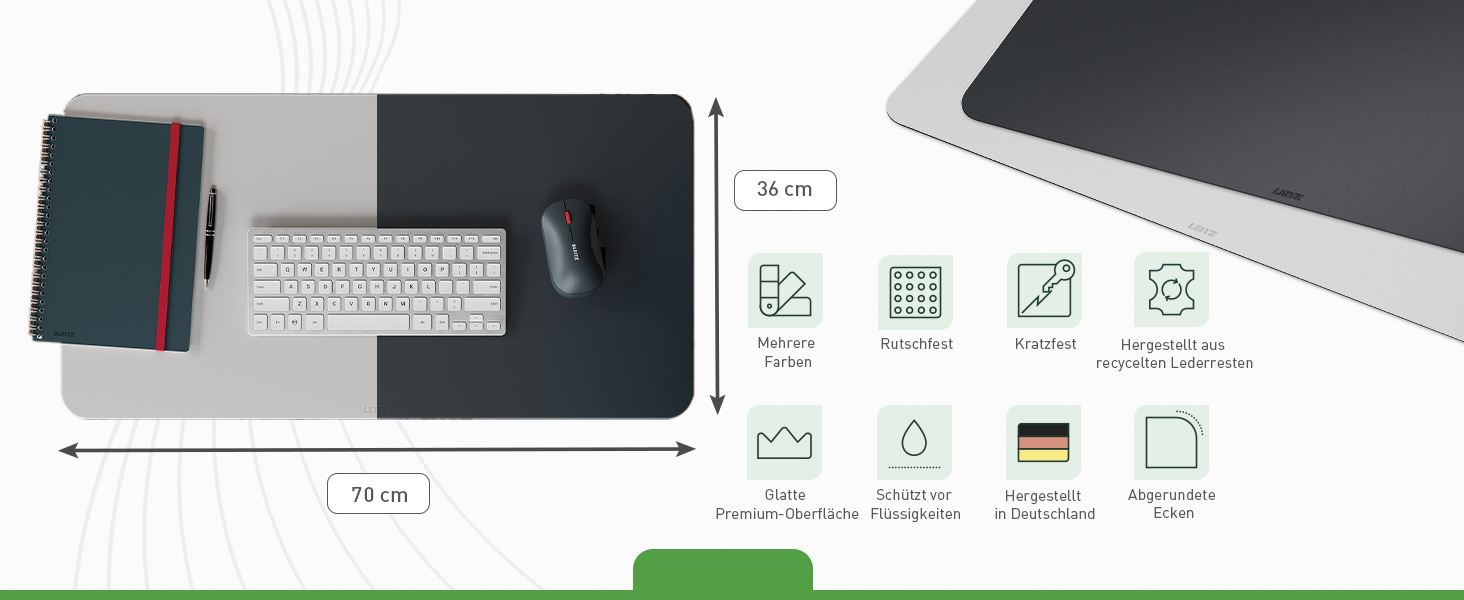 Leitz Великий килимок для миші для геймінгу, сірий, 100 x 40 см. Нековзне покриття, точне відстеження миші, легко миється. Підходить для офісу, дому та геймінгу.