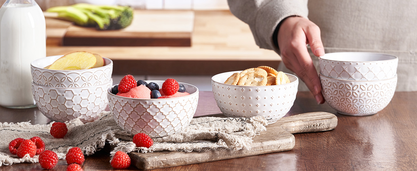 Набір мисок DOWAN для мюслі, 6 шт., 680 мл. Великі миски для мюслі, вечері, супу, салату. Яскраві миски для сервірування на Різдво.
