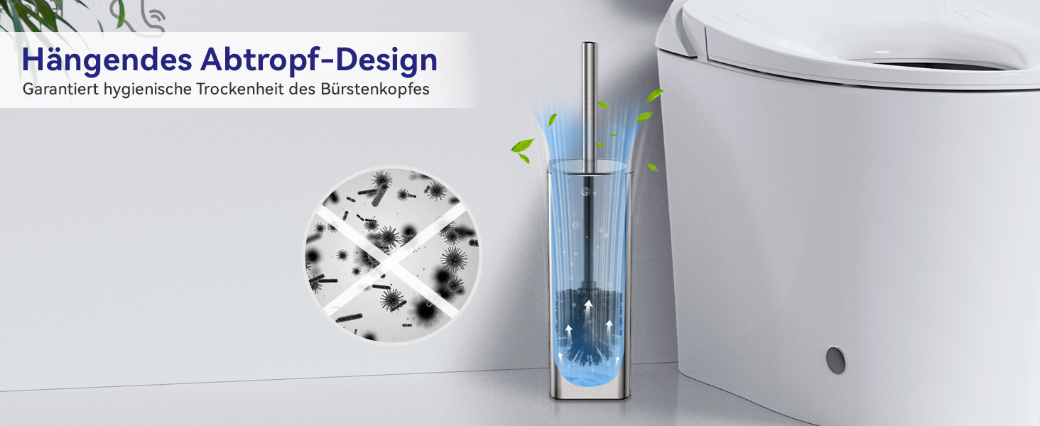 Набір для чищення унітазу DOWRY з тримачем, 2 насадки, металева щітка та тримач, для ванної кімнати, срібляний, прямокутний