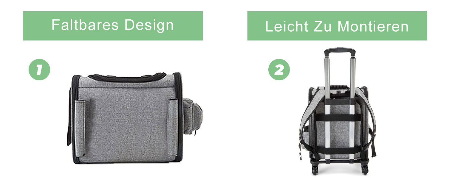 Транспортна переноска для котів та собак на колесах, 360° обертання, з кишенями, вантажний візок-рюкзак, портативна та дихаюча, для маленьких собак та середніх котів до 15 кг