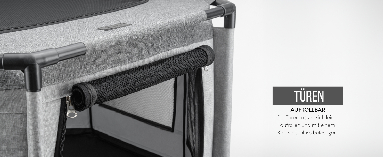 Вольєр для цуценят Lionto з оксфордської тканини, сірий, 112x112x62 см