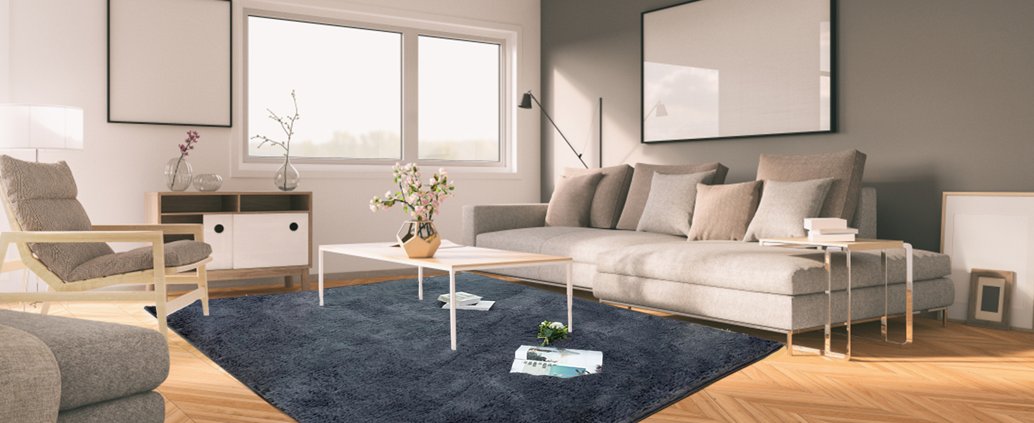 Килимок CHOSHOME для спальні, вітальні: м'який, сучасний, з високим ворсом, антиковзаюча підкладка, для дитячої кімнати, шэггі, сірий, 90x150 см