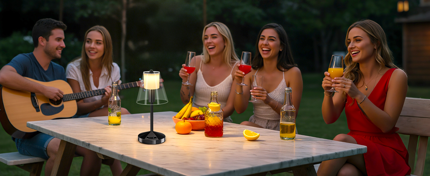 OUTON Бездротова LED-лампа настільна з торканням, регулювання яскравості, 3 режими кольору (3000K–6000K), акумулятор 4000mAh, USB-C, до 120 годин роботи, пам'ять, для спальні, бару та декору, чорна