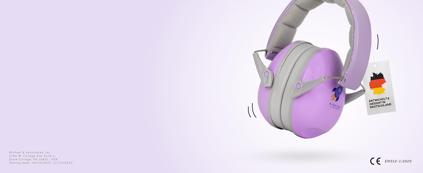 Schallwerk® Kapselgehörschutz Kiddies: Дитячий навушник шумозахисту для дітей | Комфортні навушники для повсякденного використання та заходів (Rocket Berry)