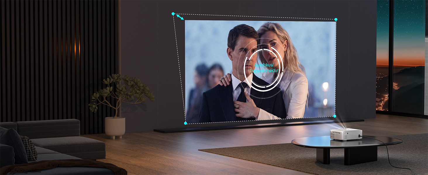 Проектор Smart Beamer 4K з автофокусом TOF 28000L, WiFi6, Bluetooth, обертання 210°, для кінотеатру вдома та на вулиці, сумісний з Netflix, PC, мобільним телефоном