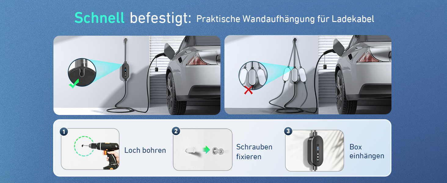 Кабель для зарядки електромобіля EVJUICION Typ 2 Schuko, 3.68kW, 6м, 6-16A, IP67. Підходить для ID.3, ID.4, X1, Model Y/3 та інших PHEV/EV