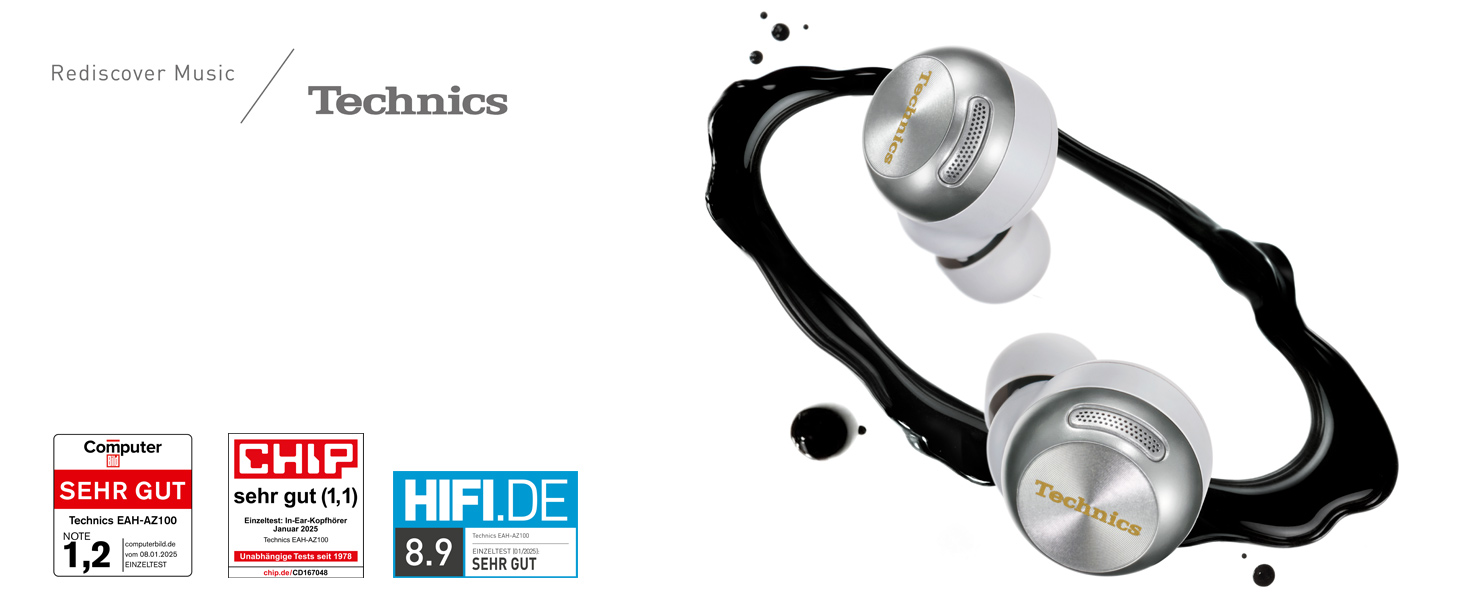 Technics EAH-AZ100E-S Бездротові навушники з активним шумозаглушенням, 10 мм драйвер, Multipoint Bluetooth, AI Voice Focus, срібного кольору