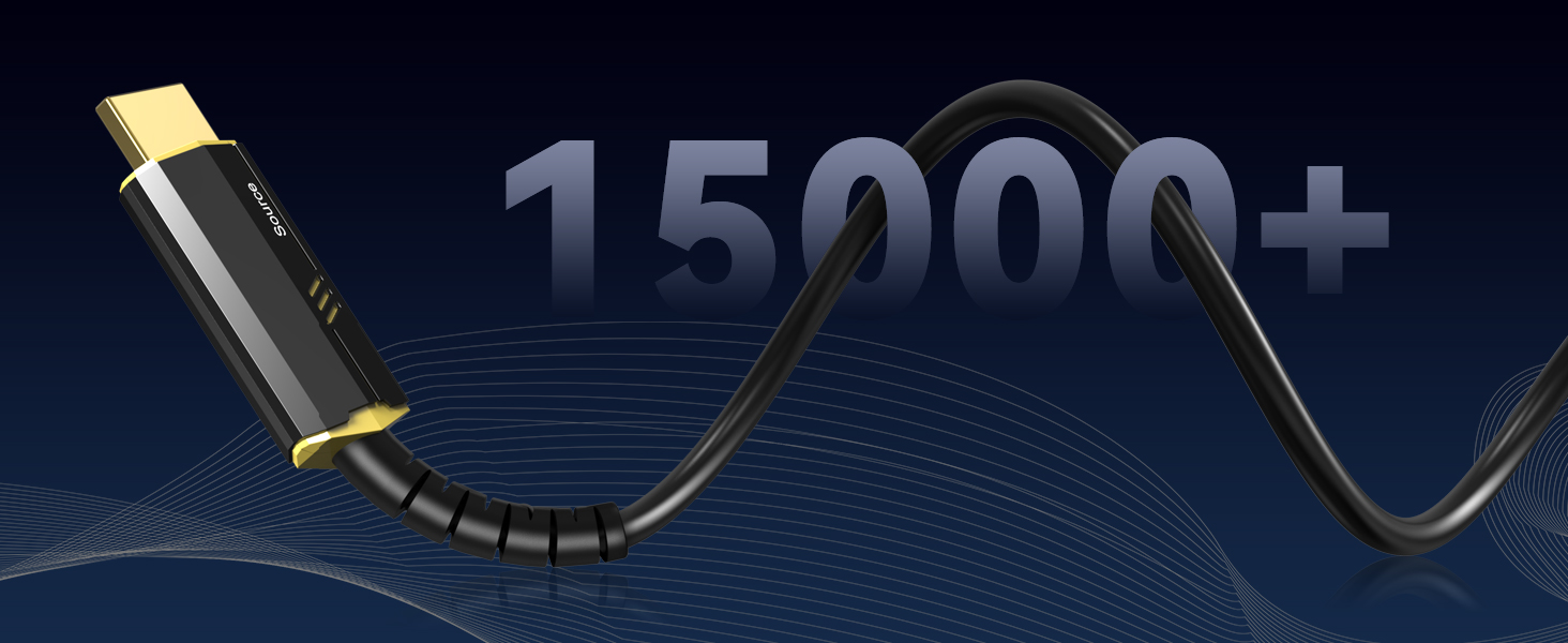 HDMI кабель 15м з оптоволокна 8K, HDMI 2.1: 48Gbps, підтримка 8K@60Hz, 4K@120/144Hz, HDR, eARC, Dolby Atmos для PS5/4, HDTV, PC, Laptop