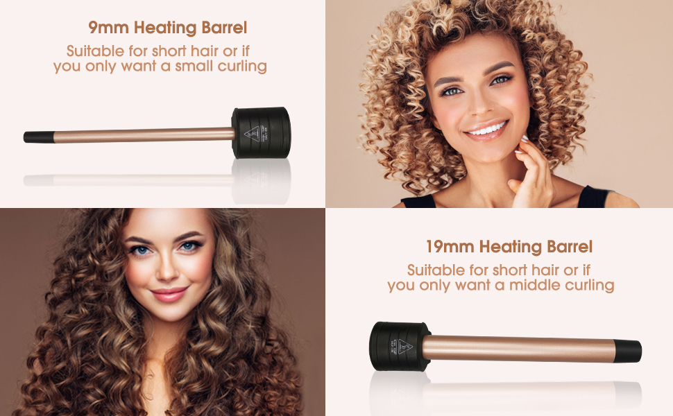 Welleneisen Janelove 3 Fässer: керамічний локон для волосся 10-32 мм, 180°C/210°C, 5 в 1, з рукавичкою (Чорний)