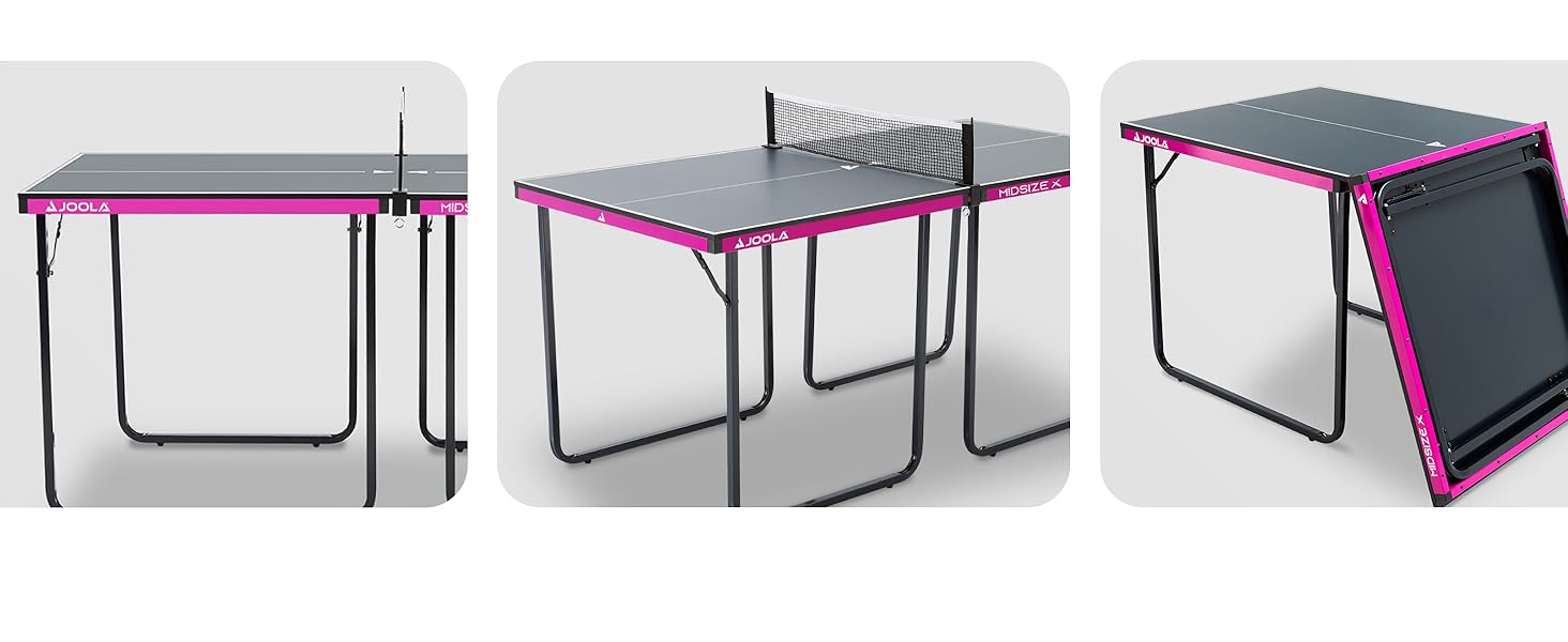 Стіл для пінг-понгу JOOLA Midsize, стіл для відпочинку, стіл для настільного тенісу з сіткою (стіл для пінг-понгу, Чорно-фіолетовий)