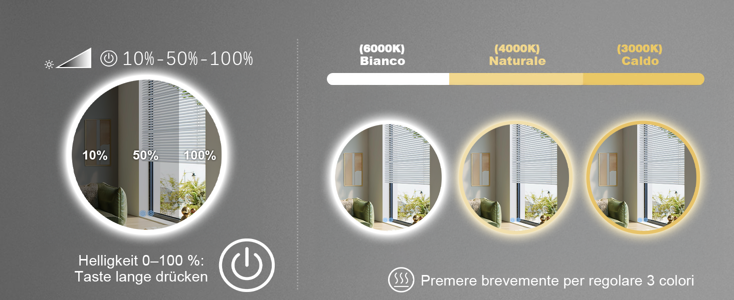 Дзеркало для ванної кімнати з підсвічуванням 80x80 см Fow Halo Simple, LED, сенсорне управління, IP65, пам'ять, 3 кольори, регулювання яскравості, проти запотівання, HD скло