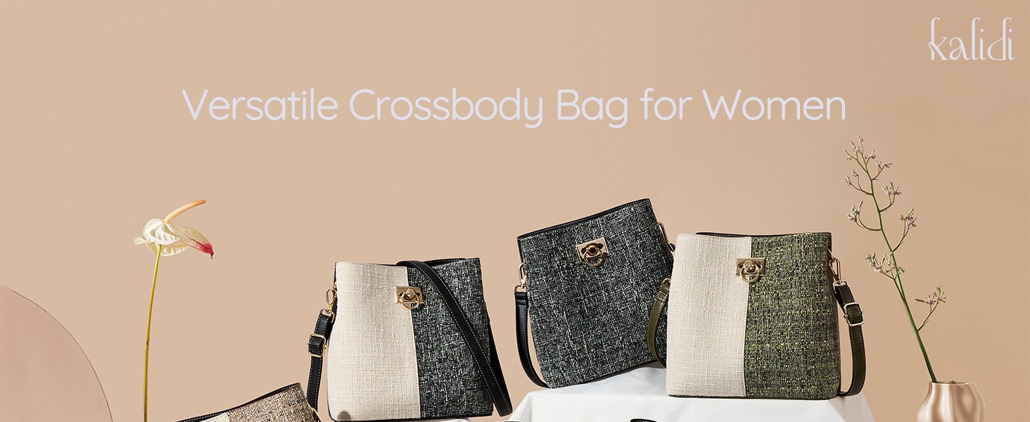 Сумка жіноча KALIDI Fancy Forest через плече з натуральної шкіри бежево-коричнева, стильна кросбоді сумка з регульованим ремінцем
