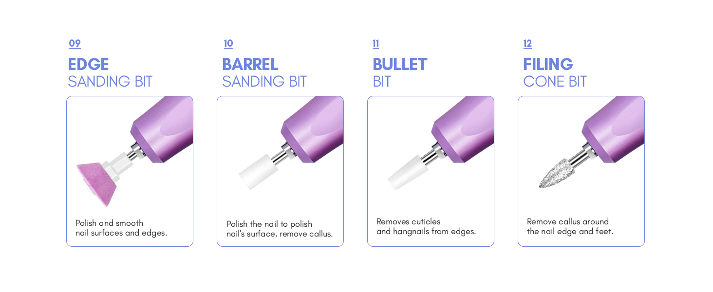 Електричний апарат для манікюру та педикюру Saviland 12 в 1, 40000 обертів/хв, USB, з набором фрез, блакитно-фіолетовий градієнт