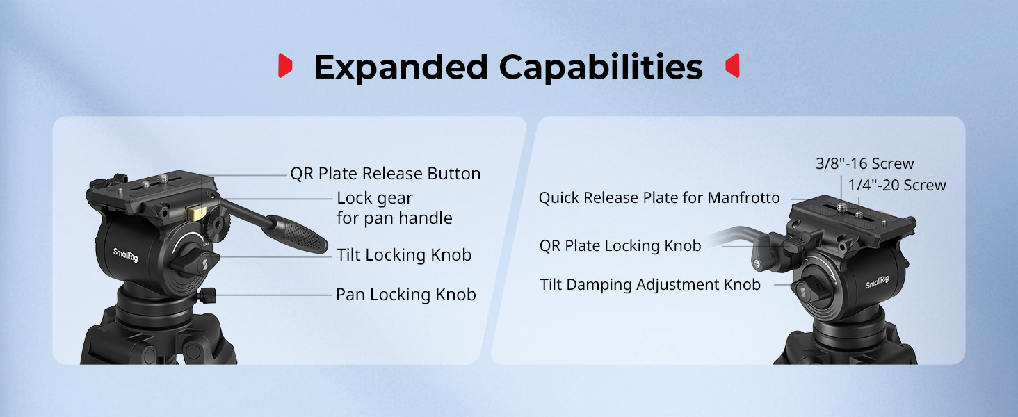 SMALLRIG 73'' важкий штатив для відеозйомки, вантажопідйомність 8 кг, QR-платформа Manfrotto 501PL, вага 3,1 кг, AD-14, 186 см (карбон)