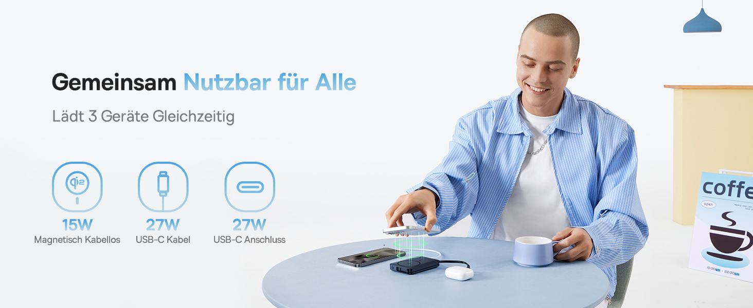 Power Bank Baseus EnerFill MagSafe 10000mAh, 22.5W USB-C, 15W Wireless, для iPhone 17/16/15/14/13/12, сірий