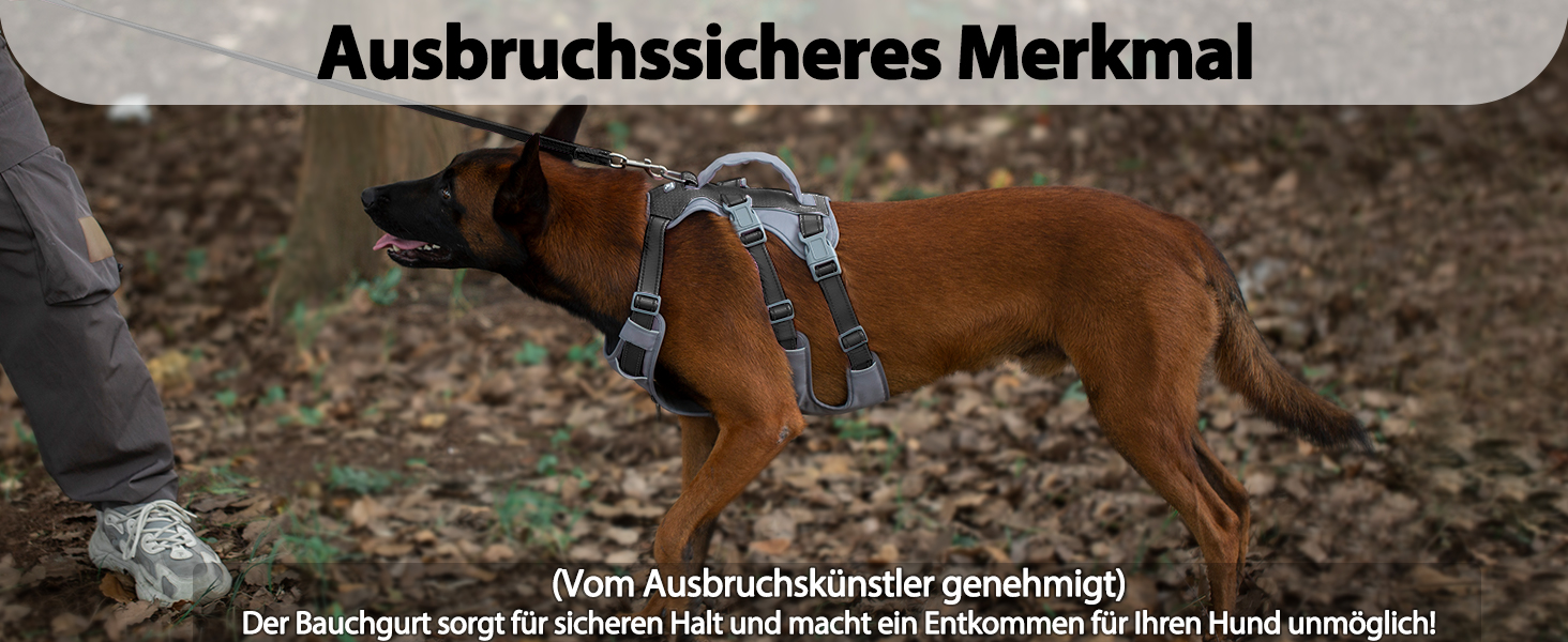 Шлейка для собак Huntboo безпечна від виривання, шлейка від паніки, світловідбиваюча шлейка з ручкою, регульована шлейка для собак маленьких, середніх та великих порід (M) Середня (1 шт.) (Extra груба (1 шт.), Чорна)