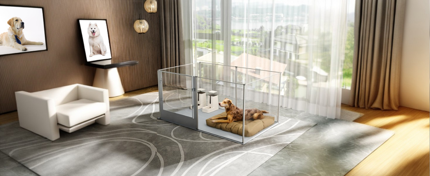 Кія для собак BingoPaw: вольєр для цуценят та собак, 8-секційний, 60 см, XXL, з дверцятами та водовідштовхувальним дном (163 x 102 x 80 см)