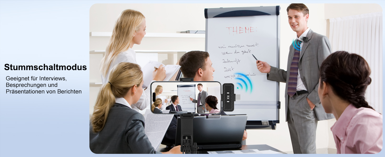 Мікрофон-петличка для iPhone/iPad/Android, бездротовий, з шумозаглушенням, 25 годин роботи, для відео, блогів, YouTube, TikTok, Live-Stream