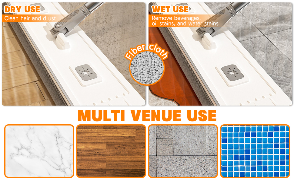 Набір для миття підлоги з відром GIOVARA: моп з відром, система віджиму, мікрофібра, 6 насадок, для всіх типів підлоги, білий