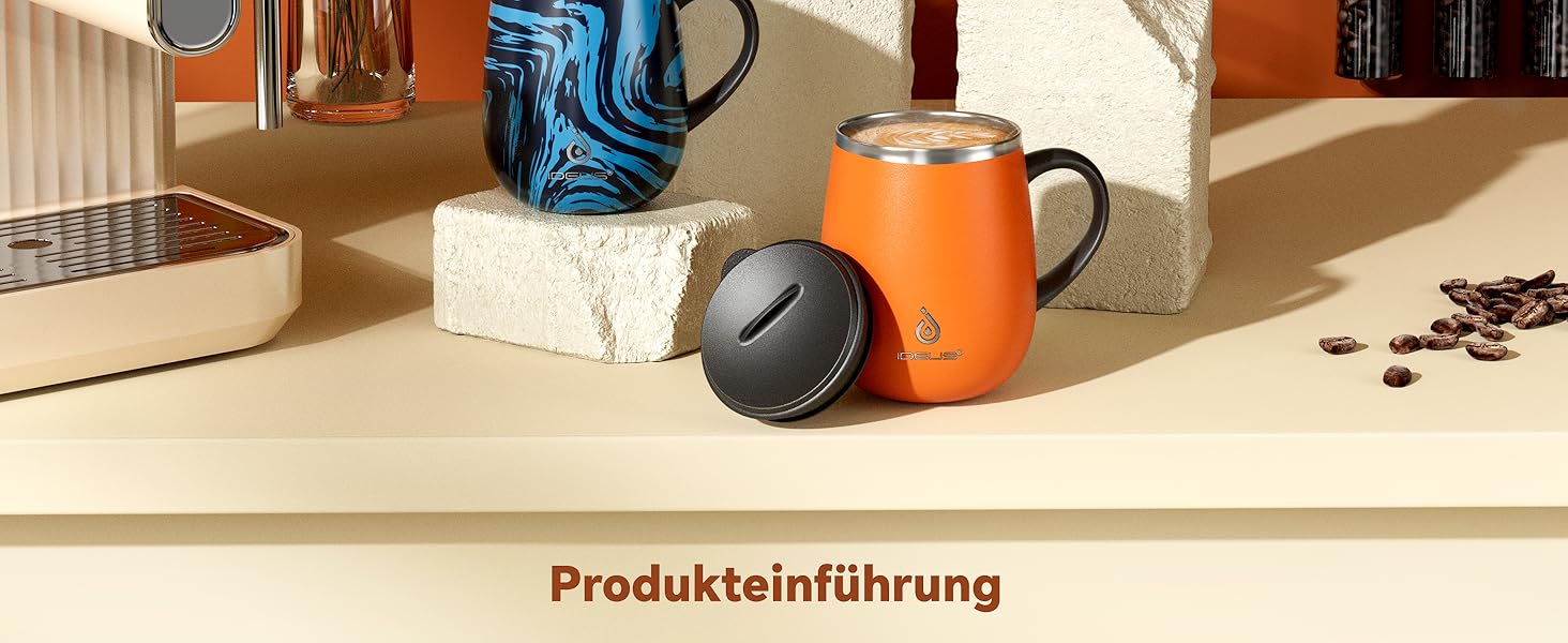 Кружка Ideus 470 мл з нержавіючої сталі, подвійні стінки, ізольована, з кришкою, зелений (Rotes Zebra)