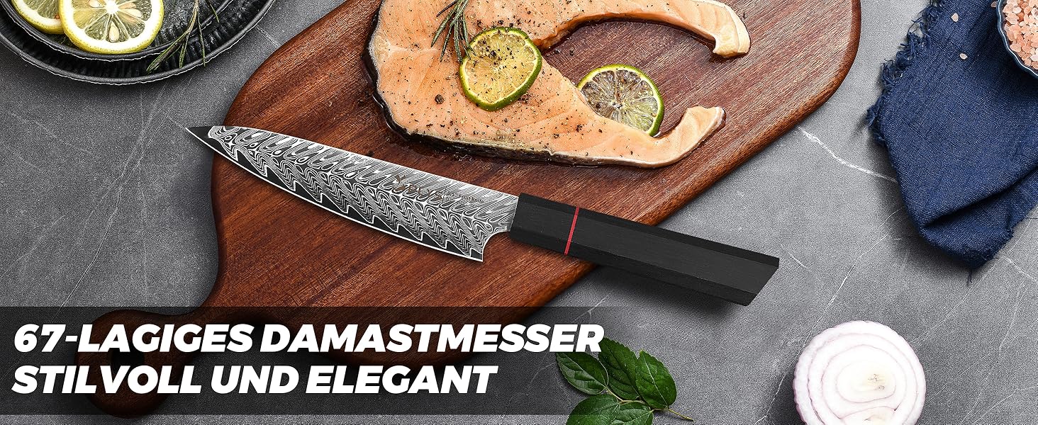 Ніж кухонний японський Kiritsuke Damast Plys 20 см, сталь VG10, 67 шарів, рукоятка G10, подарункова коробка