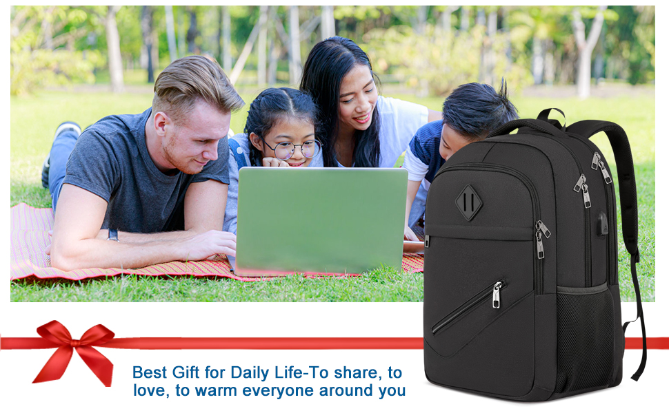 Рюкзак BIKROD для чоловіків та жінок, шкільний рюкзак для хлопчиків та дівчаток-підлітків, водонепроникний, з USB-портом для зарядки, антикрадійний, для роботи та подорожей, вміщує ноутбук 15.6 дюймів (Чорний)