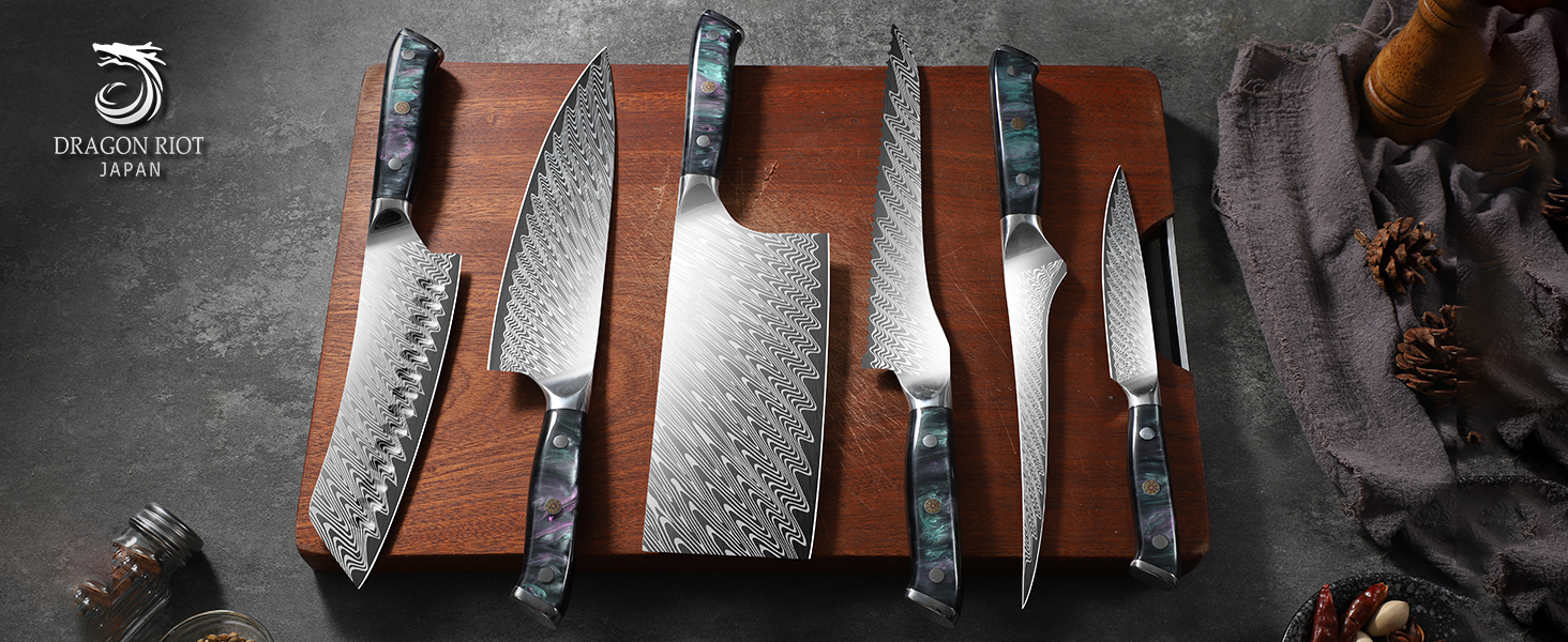 Нож Santoku Dragon Riot - професійний кухонний ніж з ручкою з харчу, з піхвою