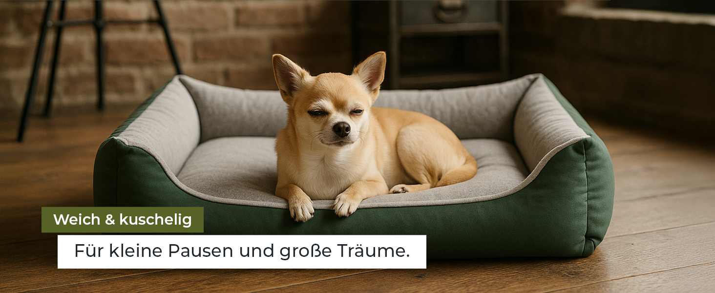 Ліжко для собак Doctor Bark Kleine Hunde - М'яке та зручне ліжечко для собак, миється, зносостійке, пухнасте - Зроблено в Німеччині, GreenLabel (S - 74x55 см, Сірий)