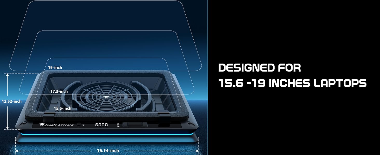 Охолоджуюча підставка для ноутбука TZMRIT D16, для ноутбуків 13-18.6 дюймів, регулювання швидкості, інтерфейси USB-A та Type-C, 1.2м, 9V3A, чорна