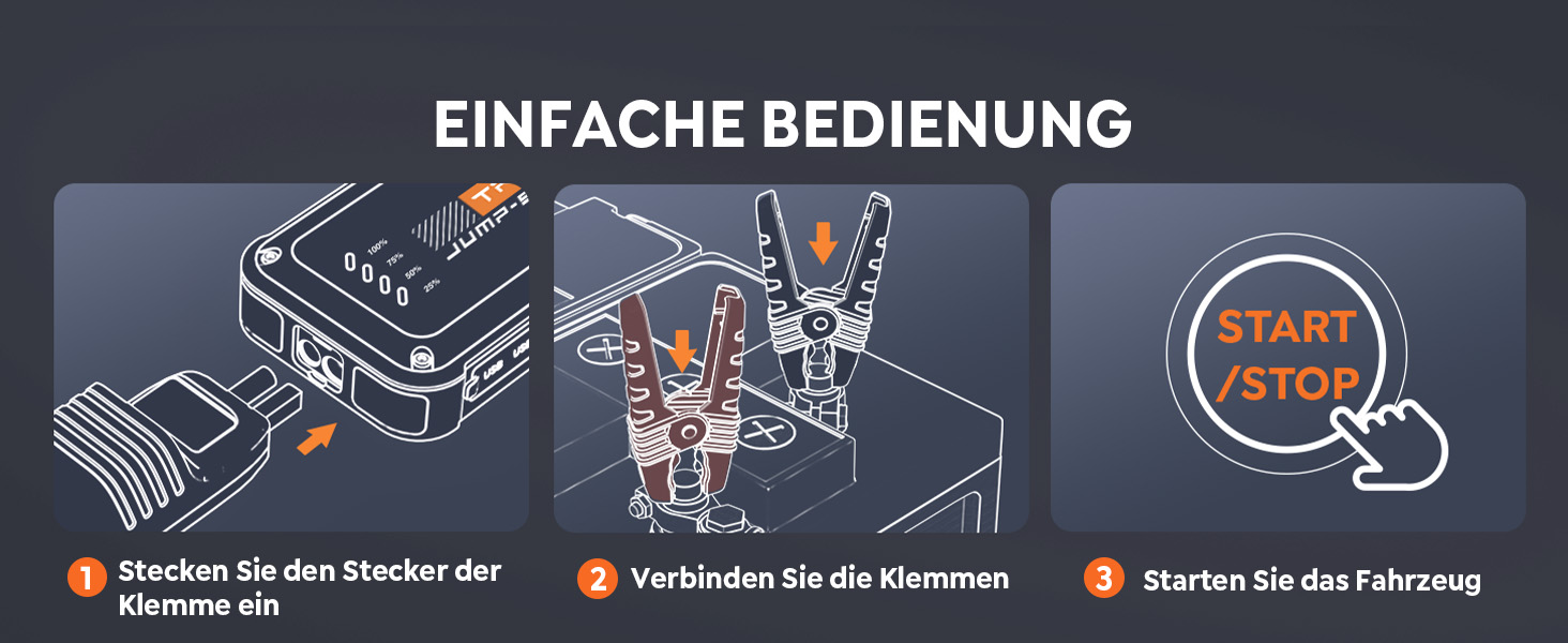 Powerbank Starthilfe TREKURE 4000A для автомобіля: 9.0L бензин/8.5L дизель, LED ліхтарик