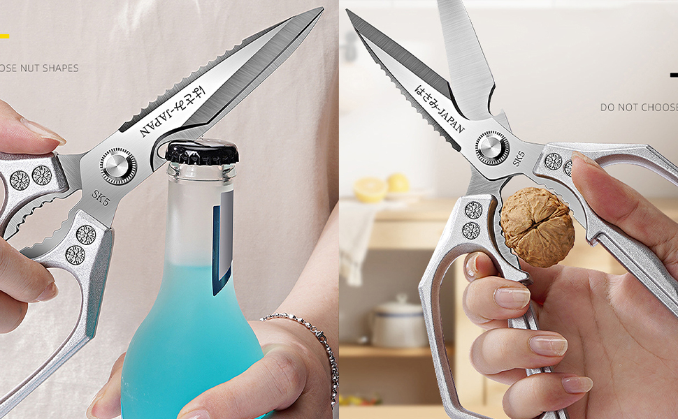 Ніж-ножиці кухонні з нержавіючої сталі, універсальні, з відкривачем для пляшок, для птиці, риби, м'яса, зелені, горіхів, придатні для миття в посудомийній машині