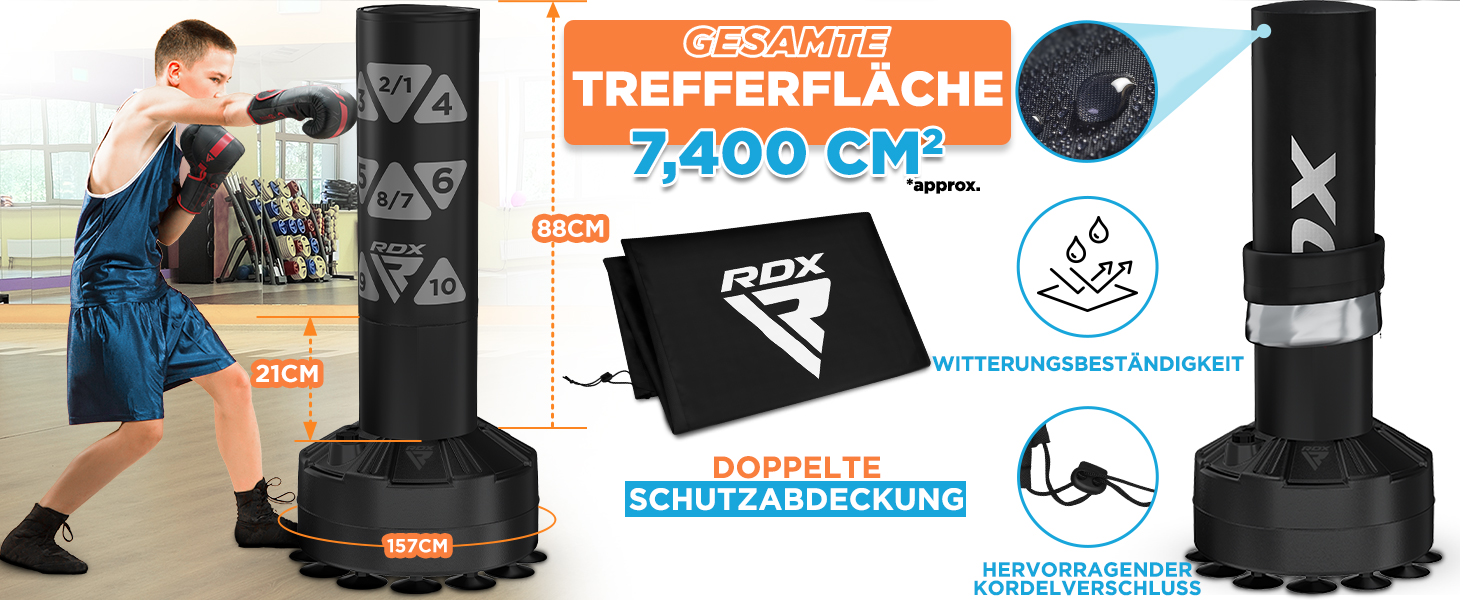 Дитячий боксерський мішок RDX 4 фути зі стійкою, рукавички для тренувань, MMA, кікбоксинг, бокс, бойові мистецтва, муай-тай, партнер для ударів, мішки для ударів, мішки-манекени, вакуумна основа (багатофункціональний) білий 4FT
