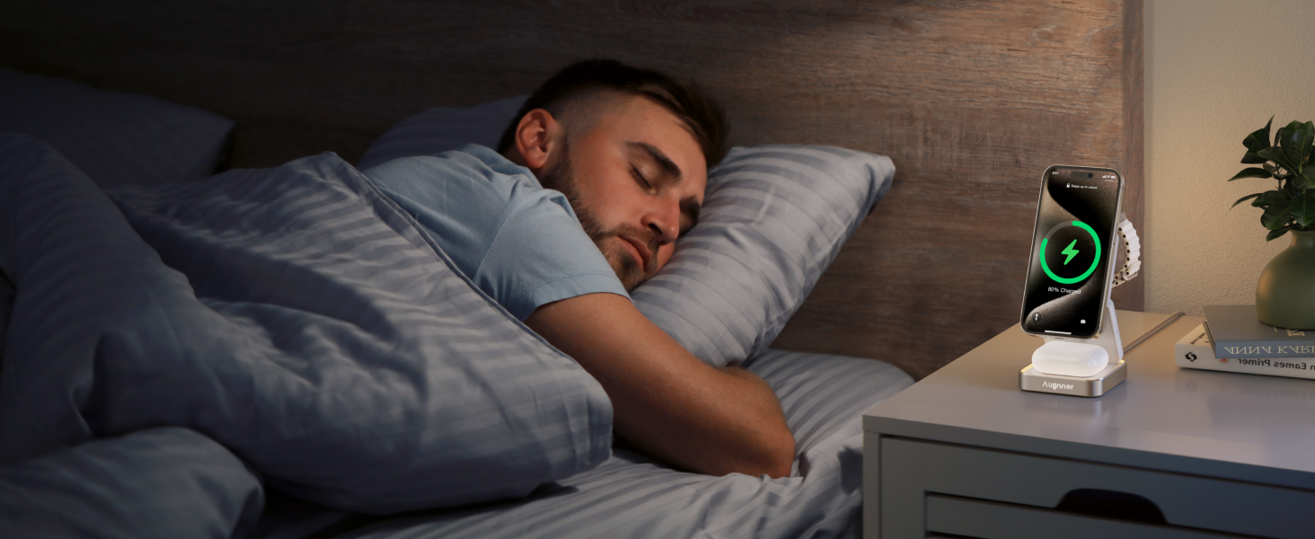 Зарядний пристрій 3-в-1 для Apple Watch та iPhone, MagSafe, складна підставка, бездротовий заряд для AirPods Pro/3/2, білий