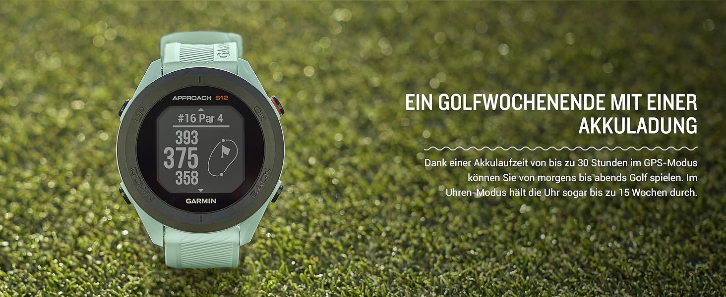 Годинник для гольфу Garmin Approach S12 з GPS та вимірюванням відстаней до зеленої зони та перешкод. 42 000 гольф-полів. Дисплей 1.3' та просте керування (відновлений).