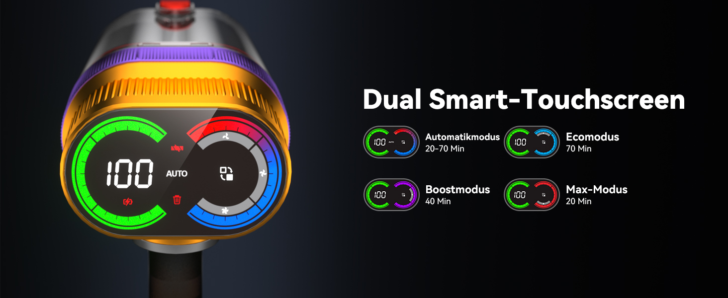Бездротовий пилосос Vistefly V15 Ultra з акумулятором, 58000Pa, 600W, 70 хвилин роботи, подвійний дисплей, контейнер для пилу, дизайн, для твердих поверхонь, килимів, шерсті тварин