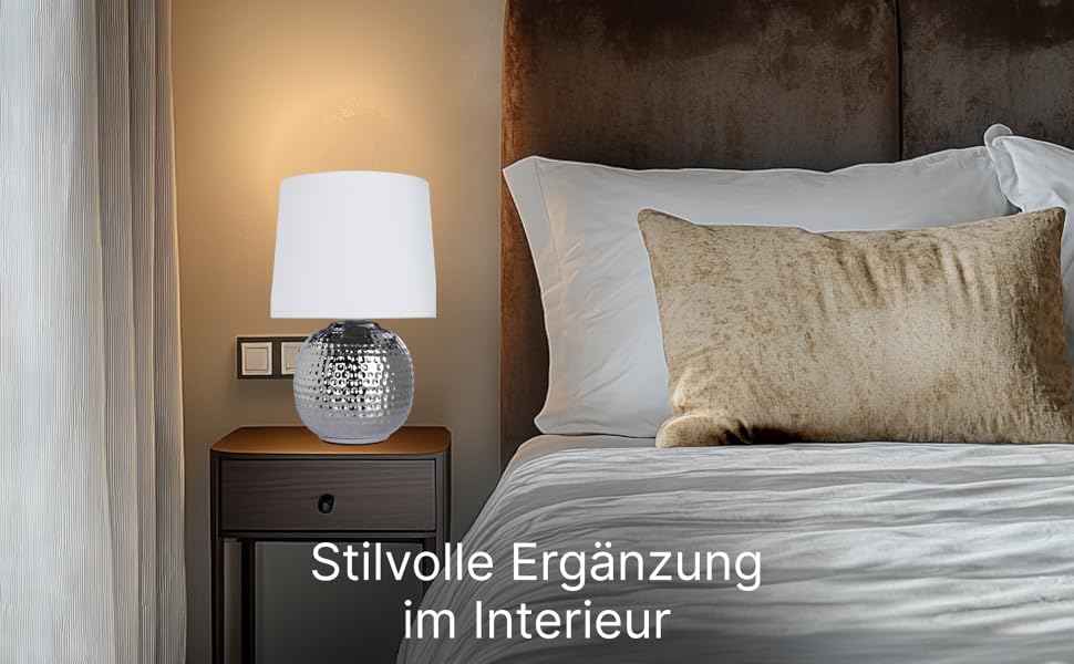 ARTE LAMP Poppy LED настільна лампа з кабелем – Хром/Біла лампа для робочого столу з білим тканинним абажуром для вітальні та спальні (Merga Chrom)