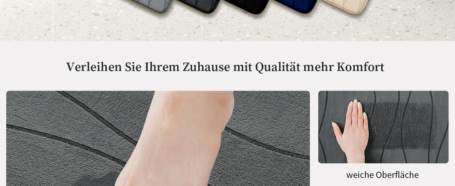 Килимок для ванної кімнати chakme з ефектом пам'яті (Memory Foam), нековзкий та вологопоглинаючий, темно-сірий, 43x61 см