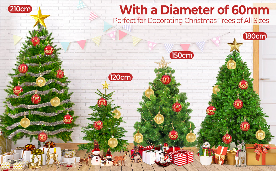 Набір прикрас на ялинку 30 шт. Кульки для ялинки 6 см, червоні та золоті, пластик