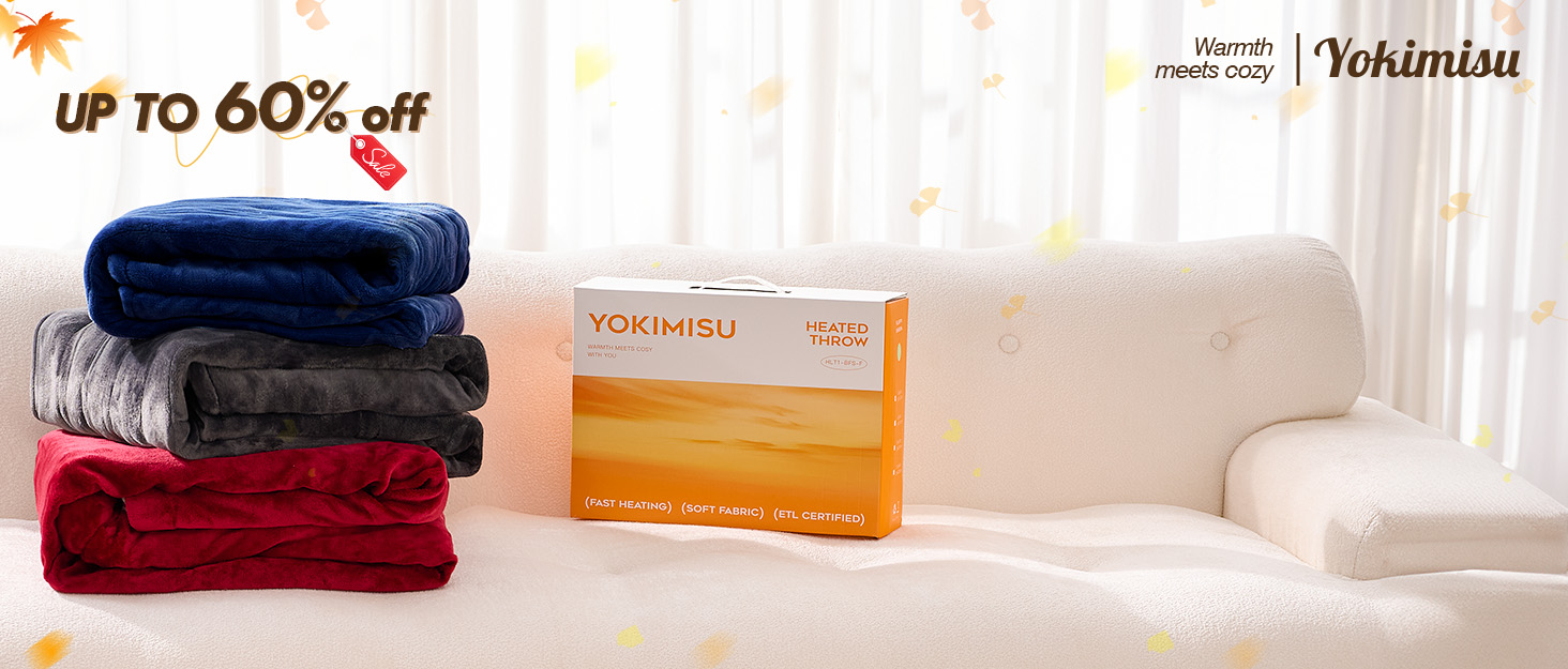 Електрична ковдра Yokimisu з автовимкненням 180x130 см, плюшева, з 6 рівнями нагріву, таймером, захистом від перегріву, пральна, для дому та офісу (червона)