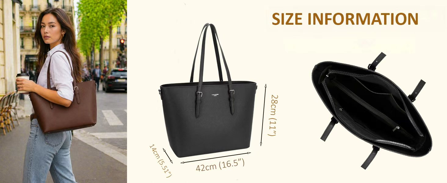Сумка жіноча David Jones Shopper Tote Bag PU шкіра A4 для ноутбука, роботи, навчання, подорожей - чорна