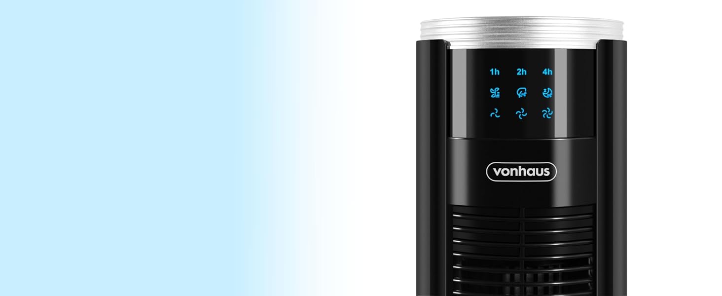 Турбовентилятор VonHaus 87 см: тихий, з пультом, для будь-якої кімнати. 2 швидкості, 2 роки гарантії, чорний