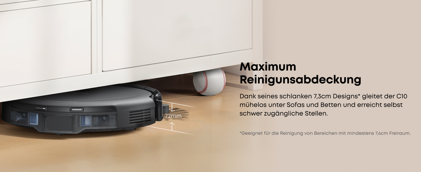 Робот-пилосос eufy C10 з автоматичною станцією самоочищення, ультратонкий 7,3 см, очищення килимів, бічна щітка для кутів, точкова лазерна та інфрачервона навігація