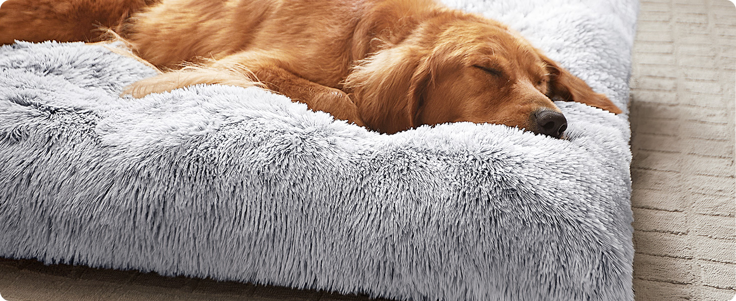 Ліжко для собак Feandrea з м'яким лежаком, плюшеве, 65x45 см, машинне прання, багатофункціональне, Ombré-Grey PGW200G01
