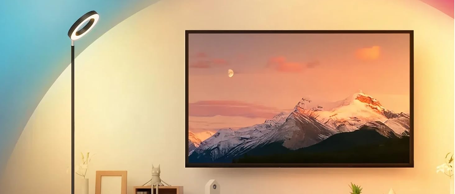 LED торшер, 42W, 16 мільйонів кольорів RGBCW, WiFi, розумний, двосторонній, для вітальні, сумісний з Alexa/Google Home, синхронізація з музикою, плавне регулювання яскравості, торшер для читання в спальню (RGB-RC)