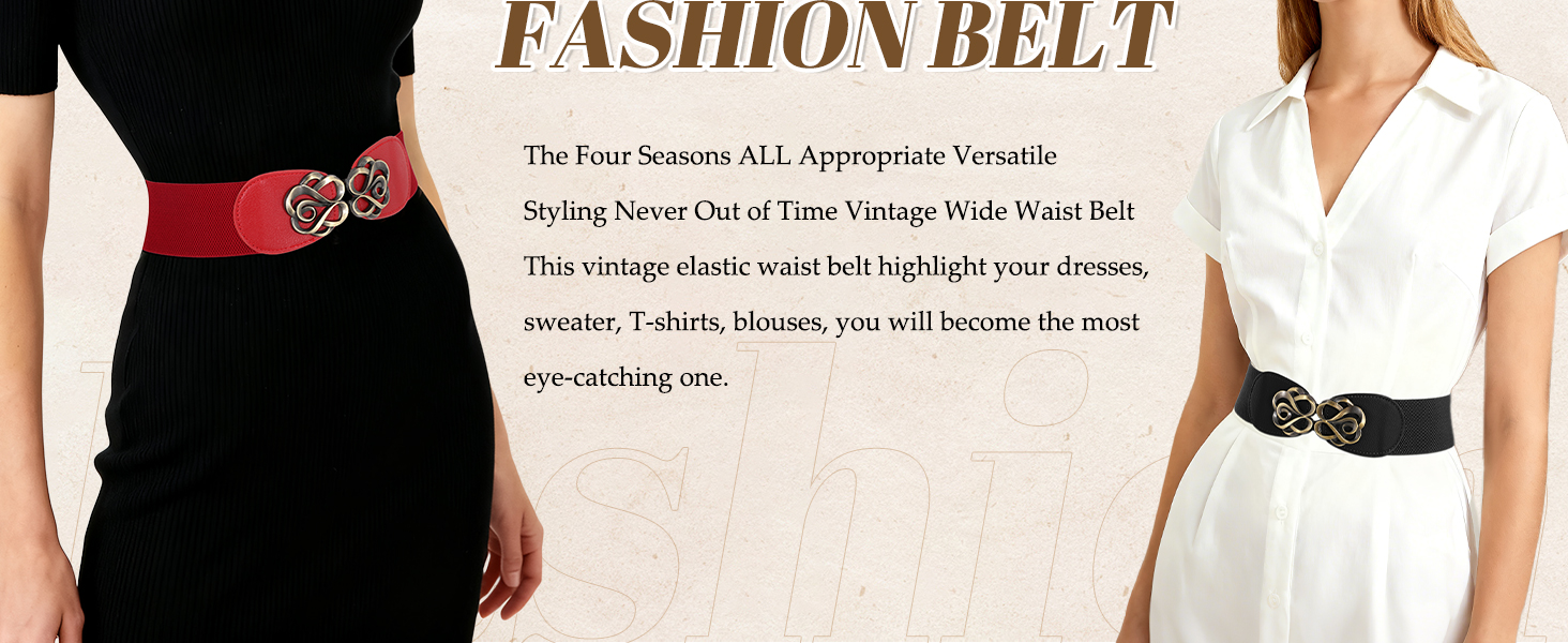 Жіночий широкий еластичний пояс JasGood (4 шт.): шкіряний стрейч для суконь, чорний, коричневий, сірий, бежевий, розмір 71-87 см