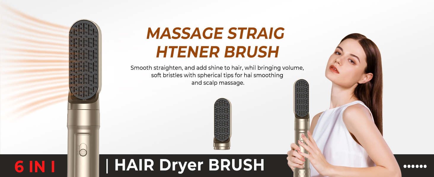Atopskins Airstyler: Набір для укладки волосся 6-в-1 (фен-щітка, плойка, випрямляч), Золотий